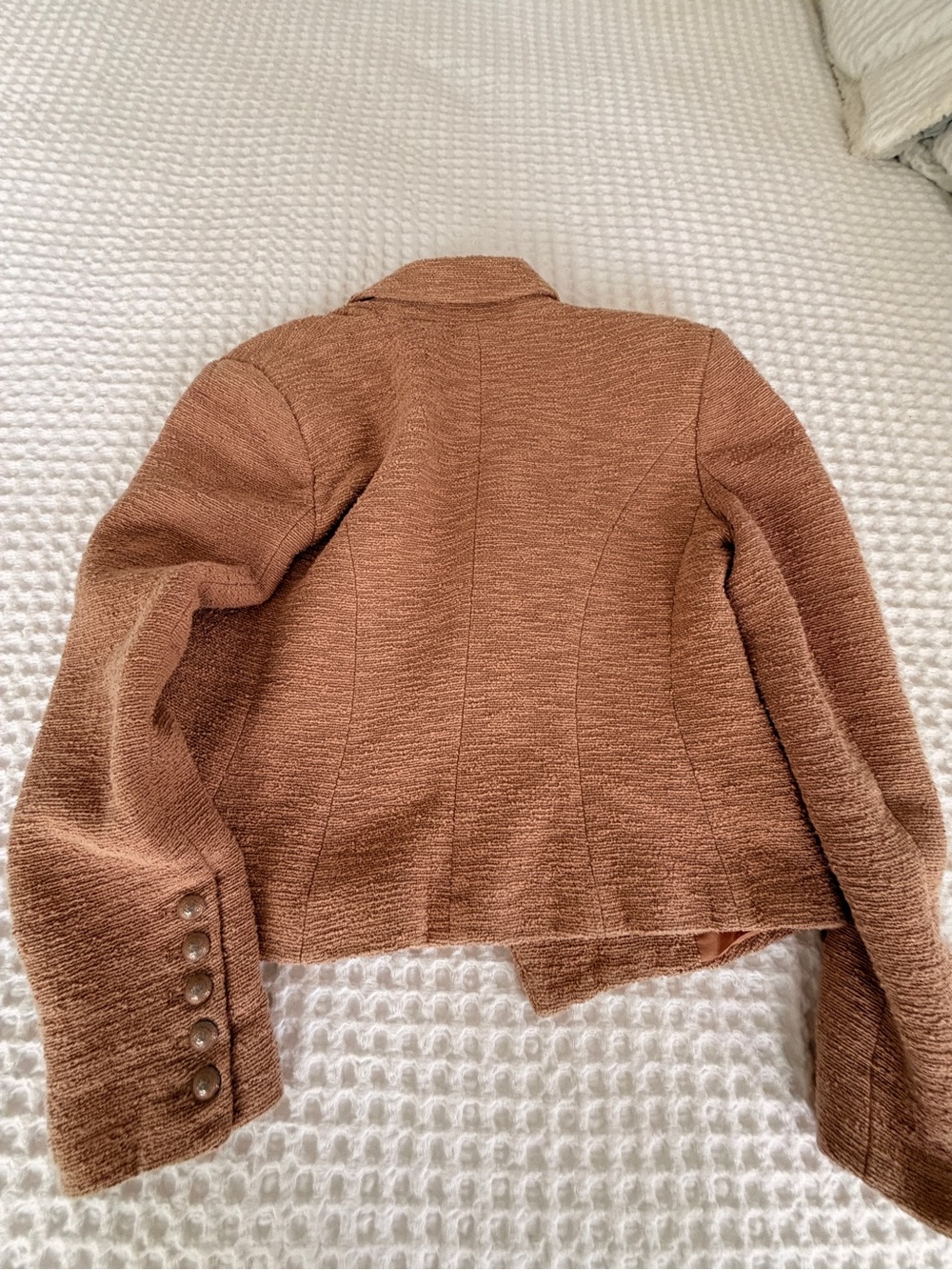 L'AGENCE Textured Rust-Brown Double-Breasted Blazer - Picture 2 of 6
